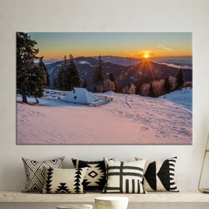 Canvas Decor, Wall Decor, Wall Art Canvas, Sunset Canvas Gift, Landscape Printed, Forest Landscape Wall Decor, Sunset View Canvas Art,