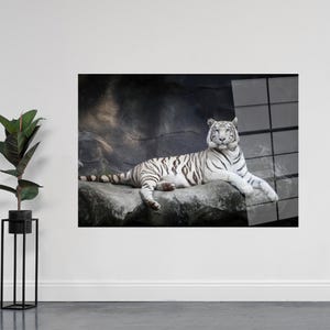 Tiger Wall Art, Glass Wall Decor, Animal Glass Wall, Trendy Wall Hanging, Glass Custom For Art, Big Cat Art Decor, Gift For Her,