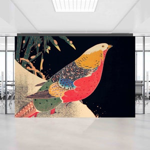 Wall Paper Peel and Stick,Custom Wall Paper,Japanese Wall Mural,3d Wall Paper,Japanese Art Bird Canvas,Bird Wall Painting,