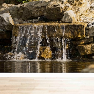 Papel de pared moderno, papel de pared brillante, papel de pared personalizado, decoración de pared en cascada, póster de pared de naturaleza, decoración de pared de paisaje acuático,