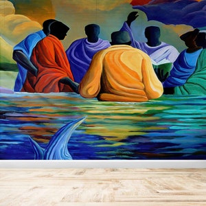 Black People Wall Painting,Bright Wall Paper,Paper Wall ArtBaptism Wall Art,Modern Wall Paper,African People Wall Art,