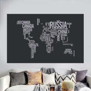 Leinwand, Wand Kunst Leinwand, Leinwand Geschenk, Klassenzimmer Leinwand Geschenk, Karte Wandkunst, schwarz weiß Leinwand Poster, moderne Karte Leinwand Geschenk,