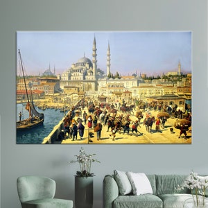 Wall Decor, Canvas Home Decor, Canvas, Galata Bridge Landscape, Old Istanbul Art, Landscape 3D Canvas, Istanbul Landscape Wall Art,