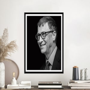 Living Room Wall Art, 3D Canvas, Canvas Home Decor, Bill Gates, Portre Printed, Portrait Canvas Decor, Famous Quote Canvas Decor,