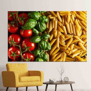 Pasta canvas print, keuken muur kunst Italiaanse pasta, muur decor, 3D canvas, voedsel concept canvas print, schilderen op canvas, keuken gedrukt,