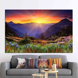 Sunrise Art Canvas, Custom Canvas, Mountain Landscape, Wall Decor, Nature Landscape Poster, Canvas Decor, View Artwork,