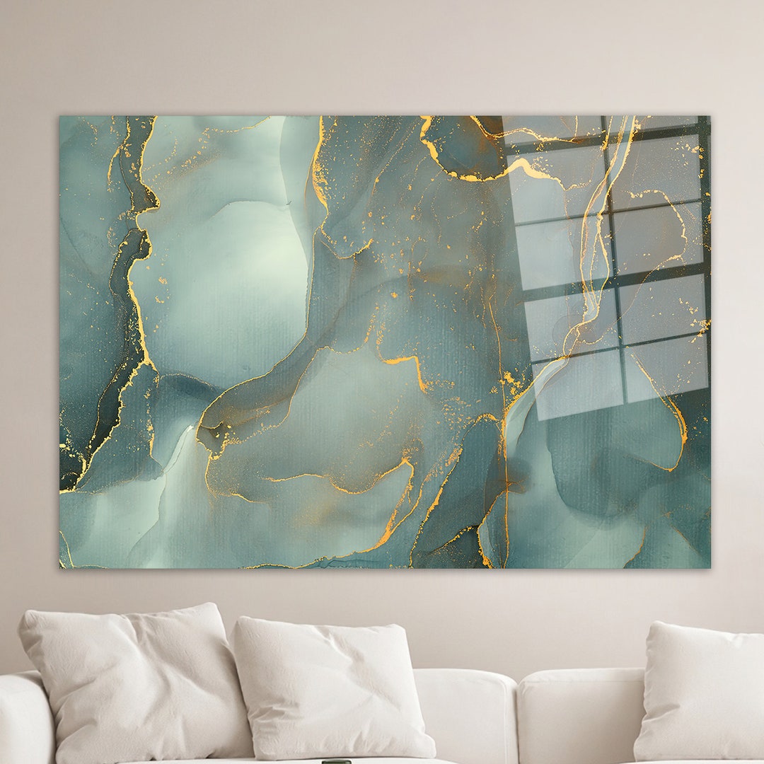 Wall Decoration, Wall Art, Wall Decor, Green Marble Canvas Decor, Green