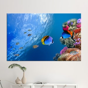 Tropical Fish Canvas Print: 3D Underwater Coral Reef Wall Art