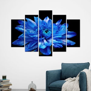 Lienzo de flores azules para pared: decoración floral moderna