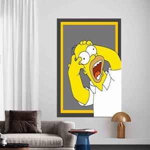 Colgante de pared personalizado, impresión de lienzo, lienzo de Los Simpson, lienzo moderno, impresión de lienzo de dibujos animados, decoración de lienzo, arte de pared amarilla,