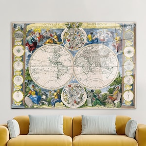 Arte murale, arte da parete, stampa su vetro, decorazione da parete con mappa del mondo di grandi dimensioni, arte da parete in vetro per la scuola, stampa su vetro in classe, arte su vetro con mappa antica,