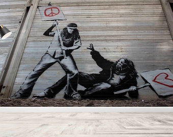 Peace vs Love Graffiti Wallpaper: Benutzerdefinierte Wandkunst zum Schälen und Aufkleben