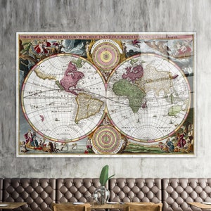 Szkło, Dekoracja ścienna, Szkło hartowane, Dekoracja ścienna w stylu vintage z mapą świata, Stara mapa ze szkła hartowanego, Dekoracja ścienna do klasy,
