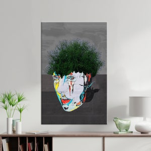 Colorful Face Graffiti Canvas Art: Tree of Head Wall Decor