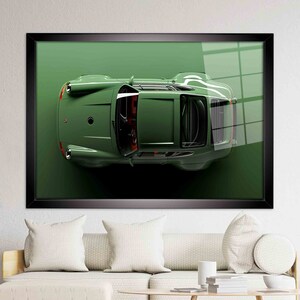 3D Effect Car Glass Wall Art: Modern Garage Decor Black Framed