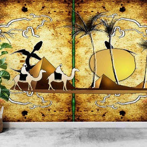 Benutzerdefinierte Wand Papier, Wand Papier schälen und Stick, Papier WandkunstKamel und Ägypten, Kamel Wandbild, Afrikanische Wandbild,