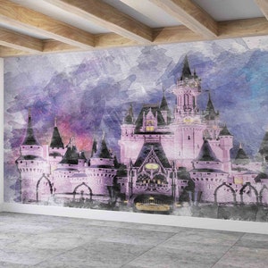 Cinderella Wall Paper,Wall Paper Peel and Stick,Girl Wall Painting,Modern Mural,3d Wall Paper,Bright Wall Paper,Disneyland Wall Mural,