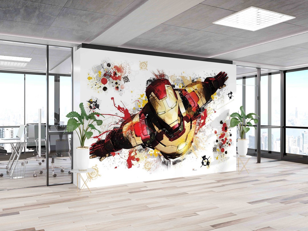 Iron Man Wall Mural: Modern Kids Room Decor, Peel & Stick Wallpaper - Etsy