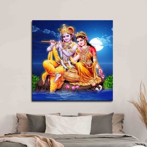 Leinwanddruck, Leinwand Geschenk, Wand Kunst Leinwand, Radha Krishna Hindu Paar, Berühmte Leinwand Dekor, Hindu Paar Poster,