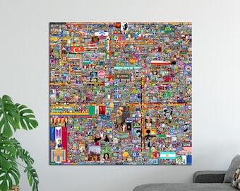 Reddit r/Place Canvas Print: Nowoczesna dekoracja ścienna w stylu pikselowym
