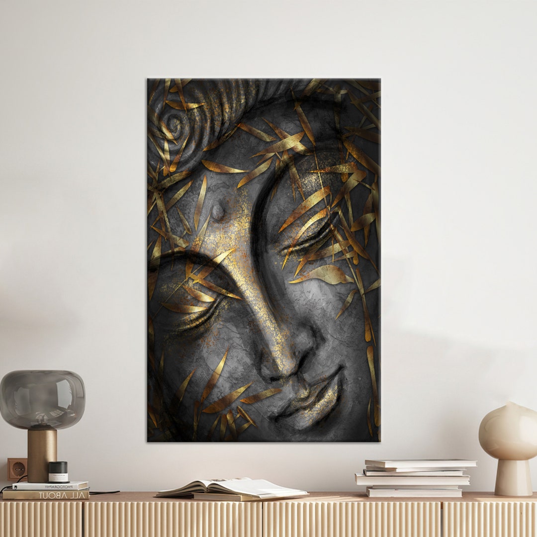 Canvas Decor, Living Room Wall Art, Large Wall Art, Buddha Statue Print ...