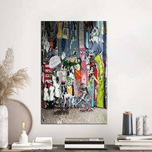 Arte de pared grande, Arte de pared 3D, Regalo en lienzo, Grafiti de Banksy, Decoración en lienzo de moda, Lienzo de Banksy, Decoración en lienzo moderna, Decoración en lienzo colorida,