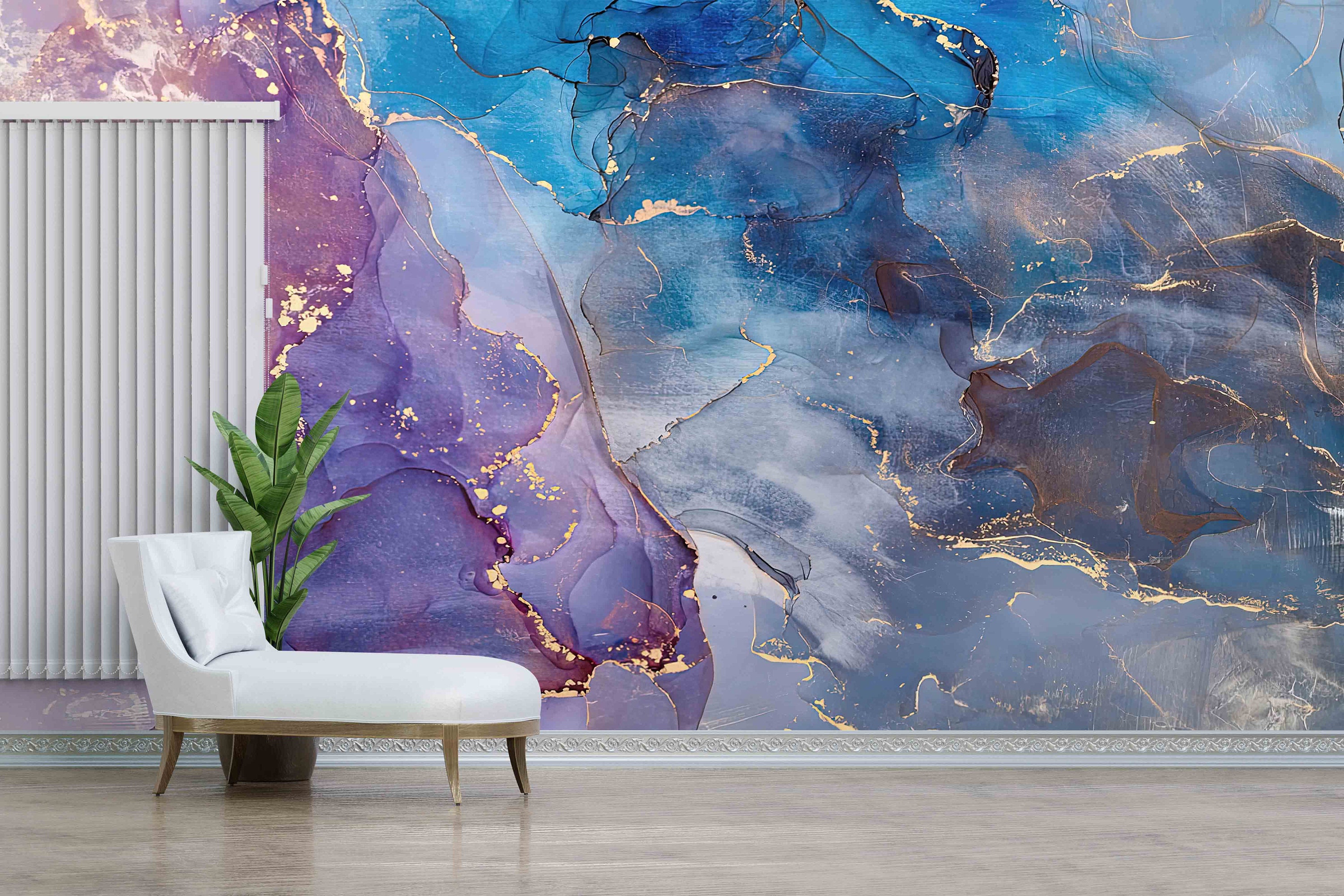 Murals - Blue and Purple Watercolour Marble Effect  Wall painting  techniques, Art deco wallpaper, Wall painting