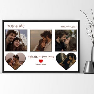 Romantic Couple Photo, Personalized Wall Art, Valentines Day Gift, Couple Photo Print, Custom Gift, Custom Photo Collage, Anniversary Gift