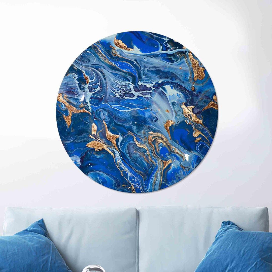 Mural Art, Glass Wall Decor, Wall Decor, Blue Wall Decor, Contemporary