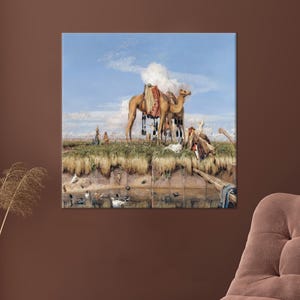 John Frederick Lewis, On the Banks of the Nile, Upper Egypt, Egypt, Camel, Middle Eastern Art, Cultural Art, Office Decor, Canvas Wall Art