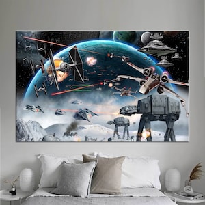 Wall Art Canvas, 3D Canvas, Canvas Print, Star Wars Space Battle, Space Wall Decor, Movie Canvas, Contemporary Wall Art,