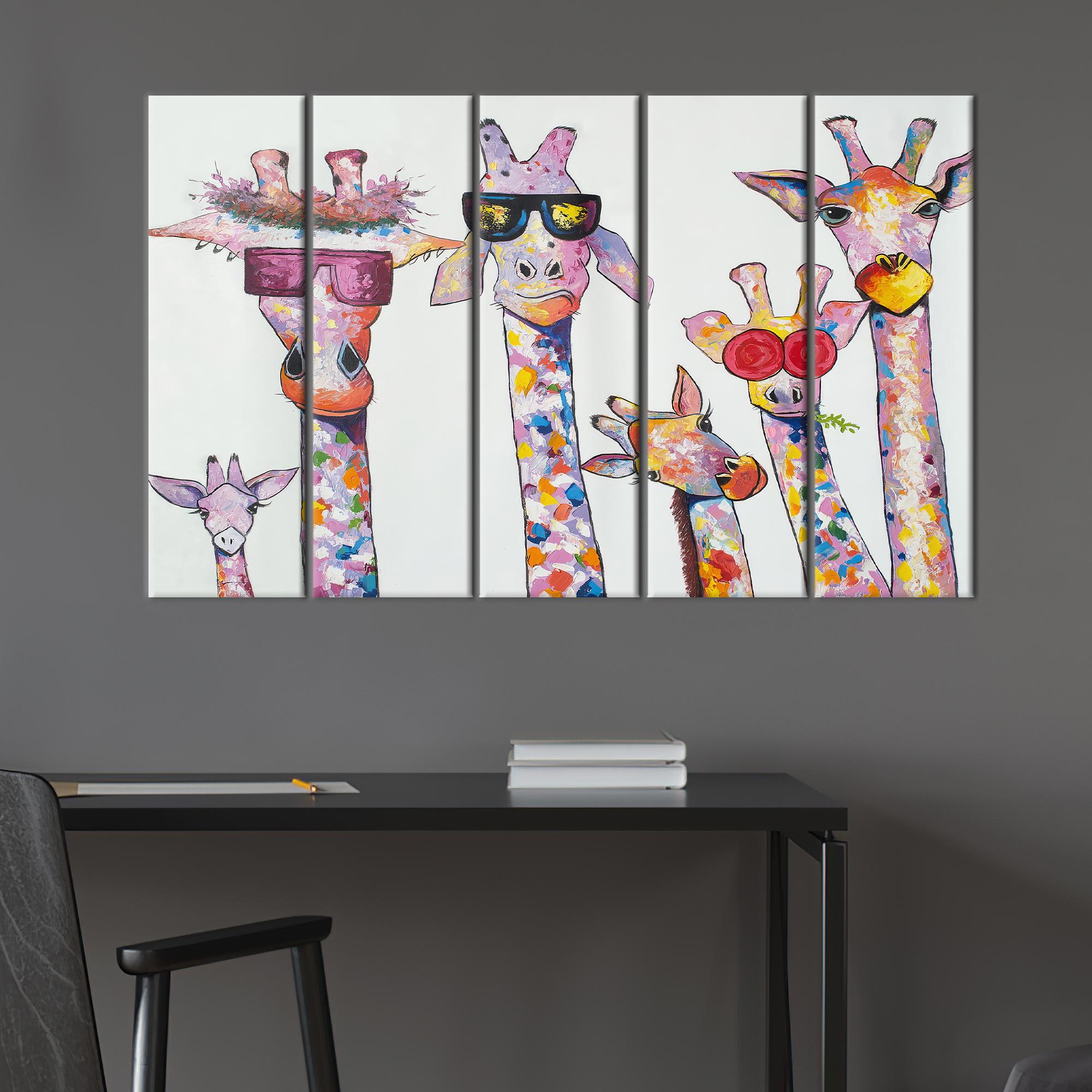 Giraffe Family Canvas Art: Abstract Animal Artwork, Bedroom Decor - Etsy