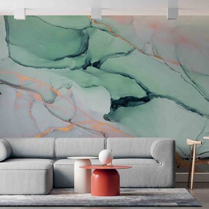 Papel de pared de mármol verde, impresión de pared verde, póster de pared con tinta de alcohol, arte abstracto de la pared, papel tapiz de regalo, papel de pared personalizado, decoración de la pared de la habitación,