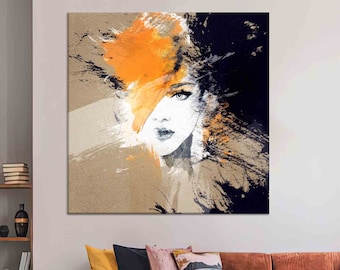 Abstract Woman Face Canvas Art: Modern Portrait Wall Decor
