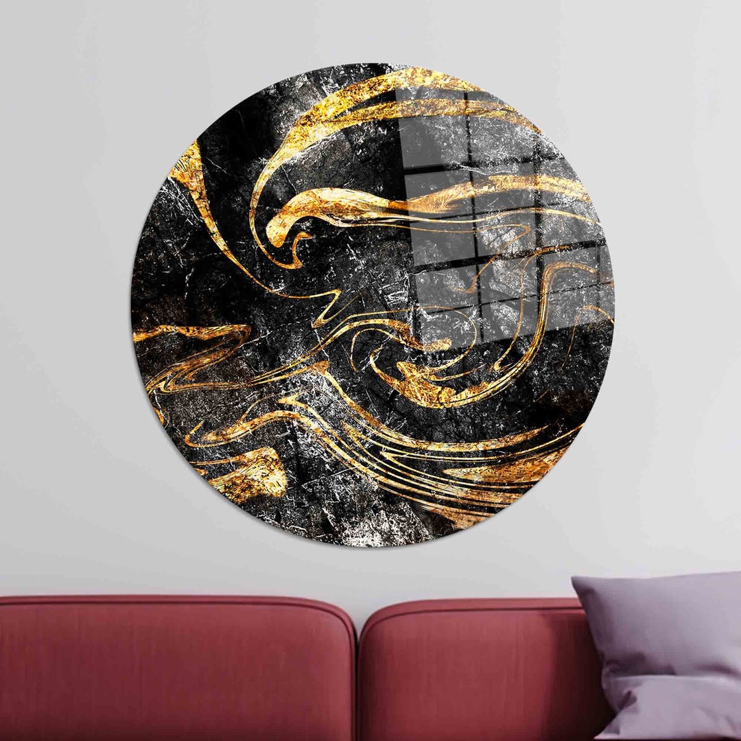 Glass Wall Decor, Glass Printing, Wall Art, Gold Glass Wall, Alcohol ...
