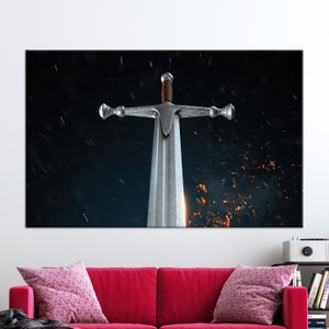 Impresión de lienzo, lienzo, decoración de pared, impresión de lienzo de espada guerrera, impresión de lienzo moderno, decoración de pared de espada samurai, arte de pared Claymore,