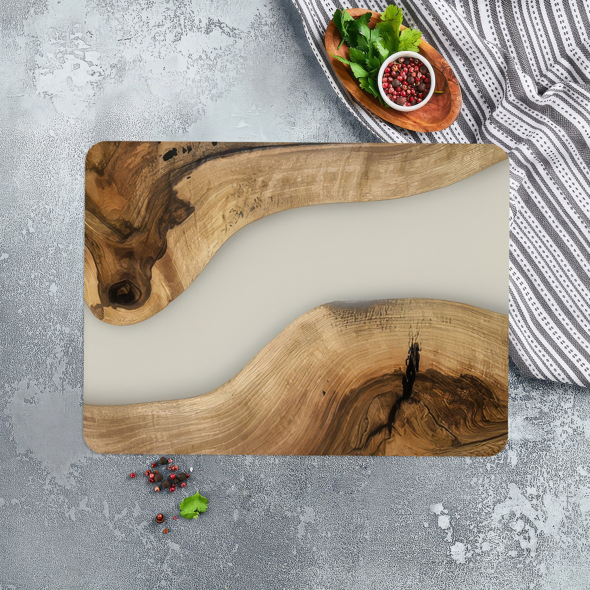 Resin and Woodgrain Glass Cutting Board: Modern Serving Board - Etsy
