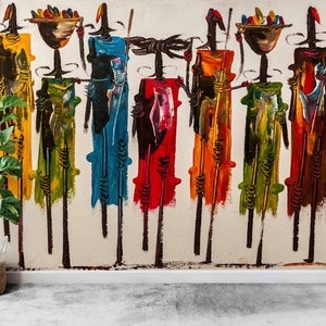 Masai Wall Paper,Abstract Wall Decor,3d Wall Paper,Modern Wall Paper,Bright Wall Paper,People Wallpaper,Ethnic Mural,