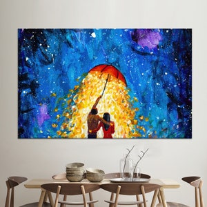 Leinwanddekor, Leinwand, Wohnzimmer Wandkunst, Nacht Landschaft Poster, Liebhaber Kunst Leinwand, Paar Geschenk Leinwand Kunst, Sternenhimmel Leinwand,