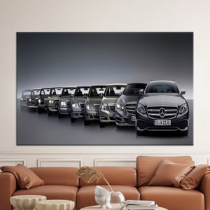 Arte su tela, Arte da parete 3D, Decorazione da parete, Mercedes Benz Serie E, Tela regalo per gli amanti delle auto, Stampa su tela Mercedes Benz Serie E,