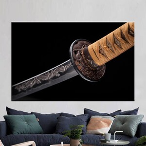 Canvas Wall Art, Large Canvas, Canvas Art, Abstract Poster, Katana Blade Art Canvas, Blade Poster, Modern Canvas Print, Katana 3D Canvas,