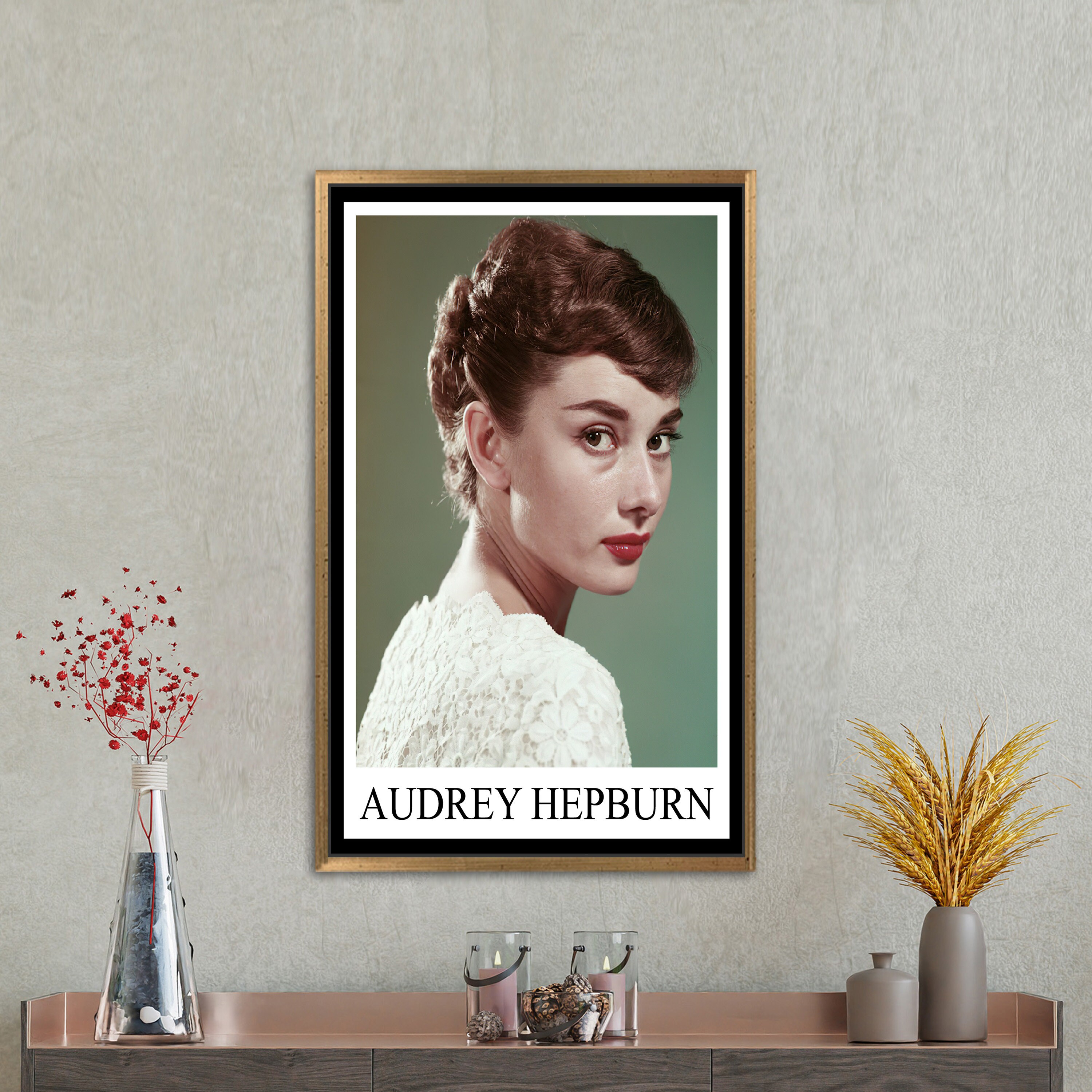 Audrey Hepburn Canvas Wall Art, Audrey Hepburn Black and White Canvas Wall Decor