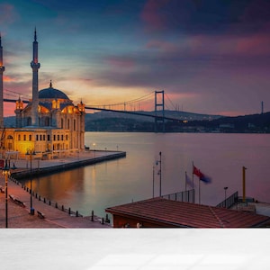Ortakoy Mosque Wallpaper: Turkey Landscape Wall Decor