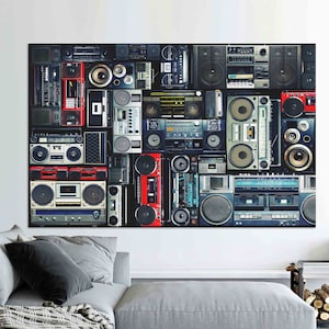 Wall Art, Custom Wall Hanging, Music Canvas Print, Boombox, Boombox Wall Decor, Gift for Him, Retro Art Canvas, Music Room Canvas Decor,