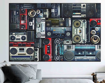 Boombox Canvas Print: Retro Music Room Wall Art