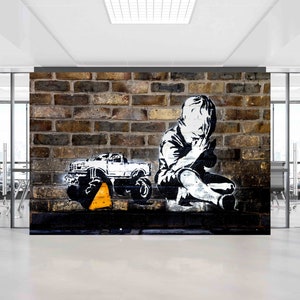 Carta da parati moderna, Carta da parati per strada, Ragazzo che prega di Banksy, Arte della parete con carta Murale da parete per ragazzo di Banksy, Carta da parati 3d, Poster da parete di Banksy Street,