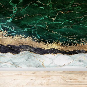 Papel de pared 3d, papel de pared moderno, arte de pared de papel, decoración de pared dorada, póster de pared de mármol verde, papel tapiz de mármol de lujo,