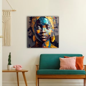 African Woman Glass Print: Tempered Glass Wall Art