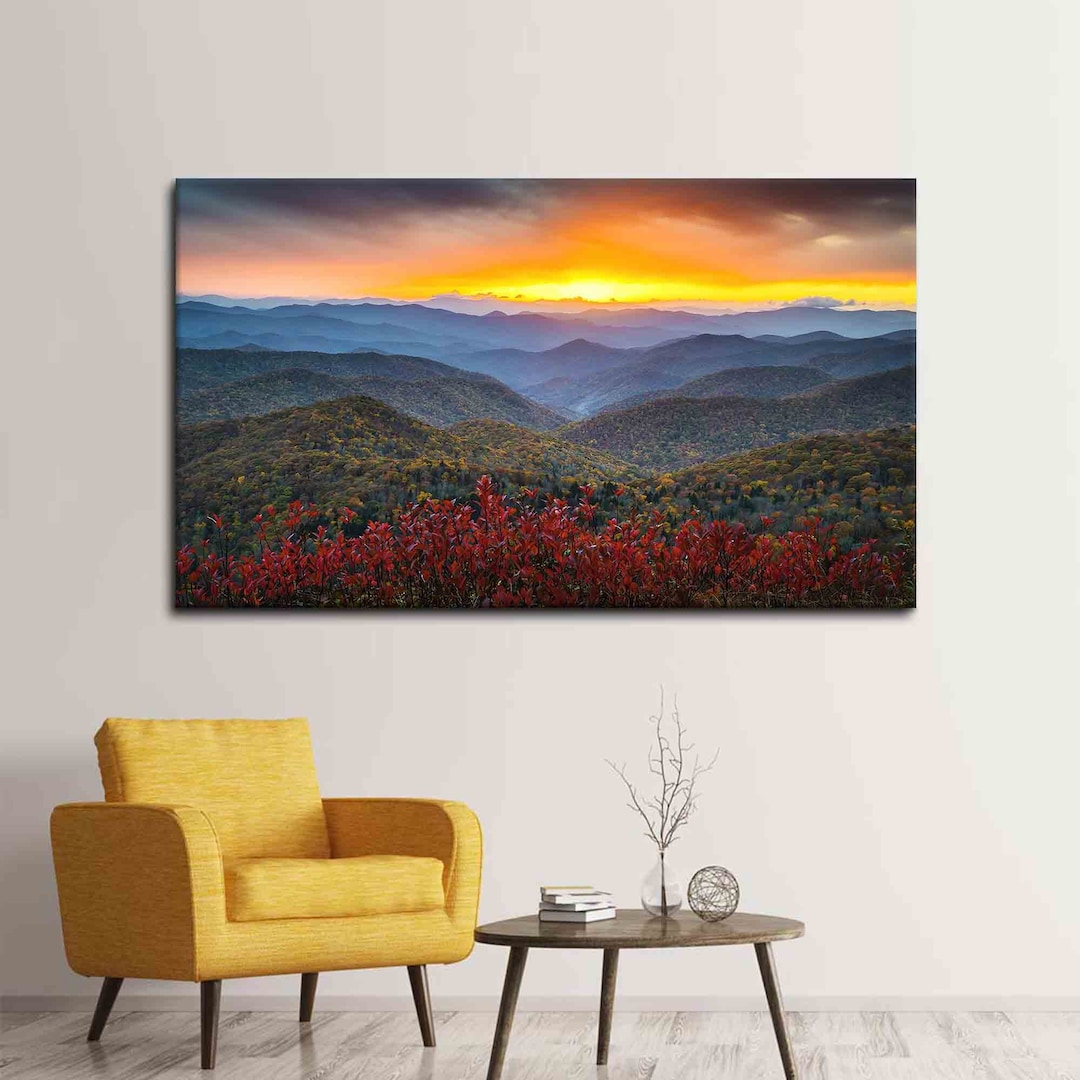 Blue Ridge Canvas Blue Ridge Parkway Sunset Canvas Print: 3D Landscape Wall Art - Etsy