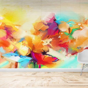 Moderne Tapete, bunte Malerei, bunte Wandkunst, Tapete schälen und aufkleben, Papier Wandkunst, moderne Wand Poster,